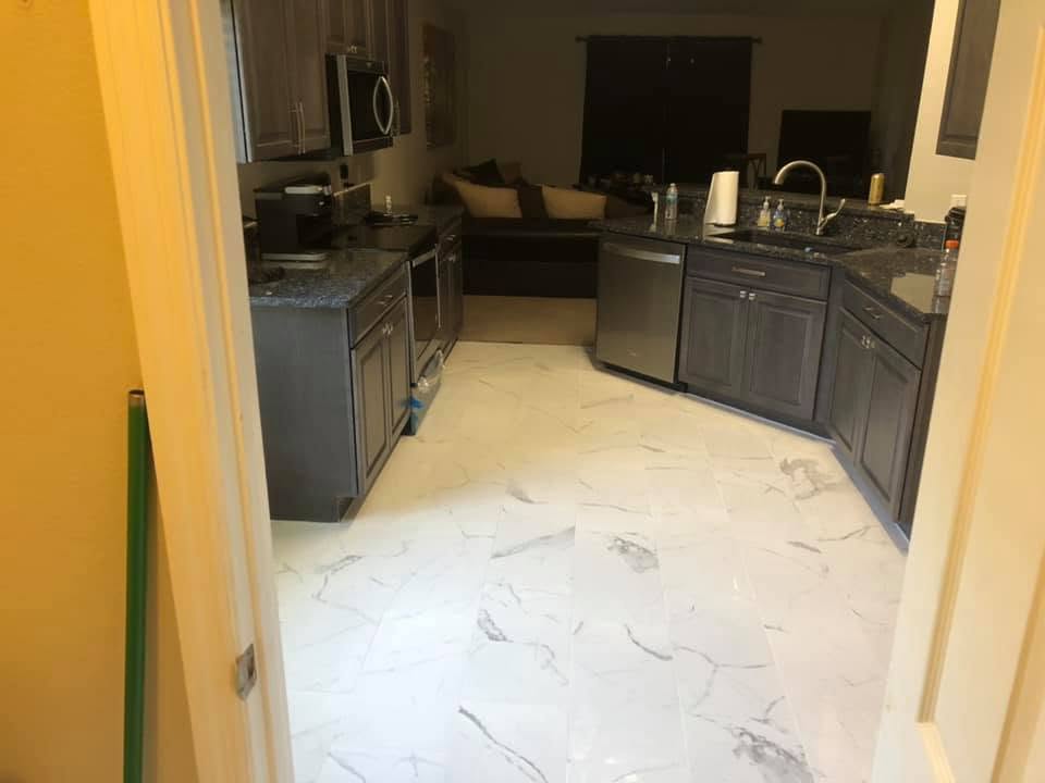 After: new kitchen tile floor