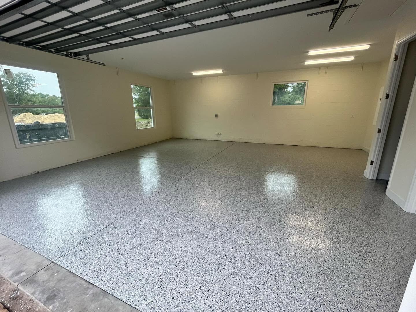 Finished epoxy flake garage floor